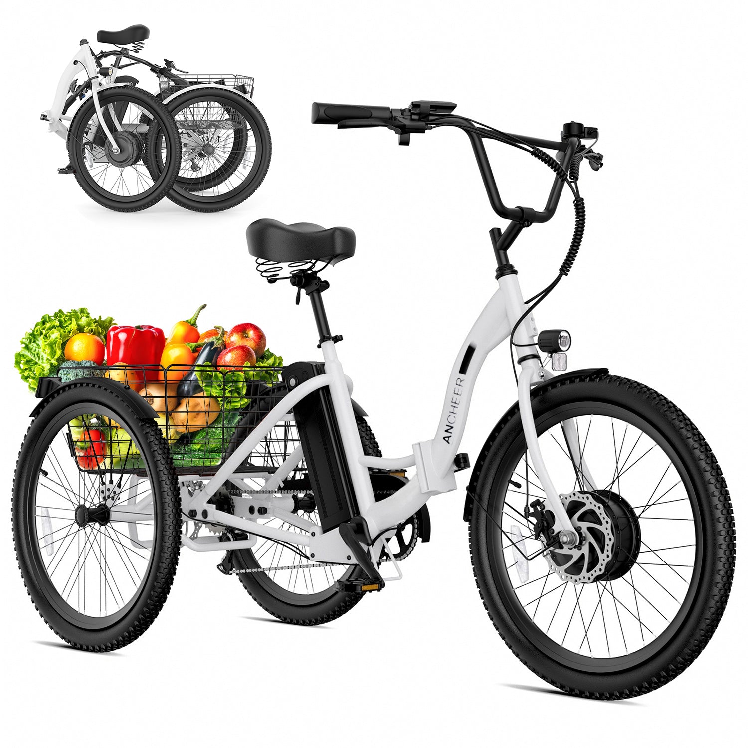 UBEB07 Electric Tricycle 24" Adult Etrike 55 Miles Range