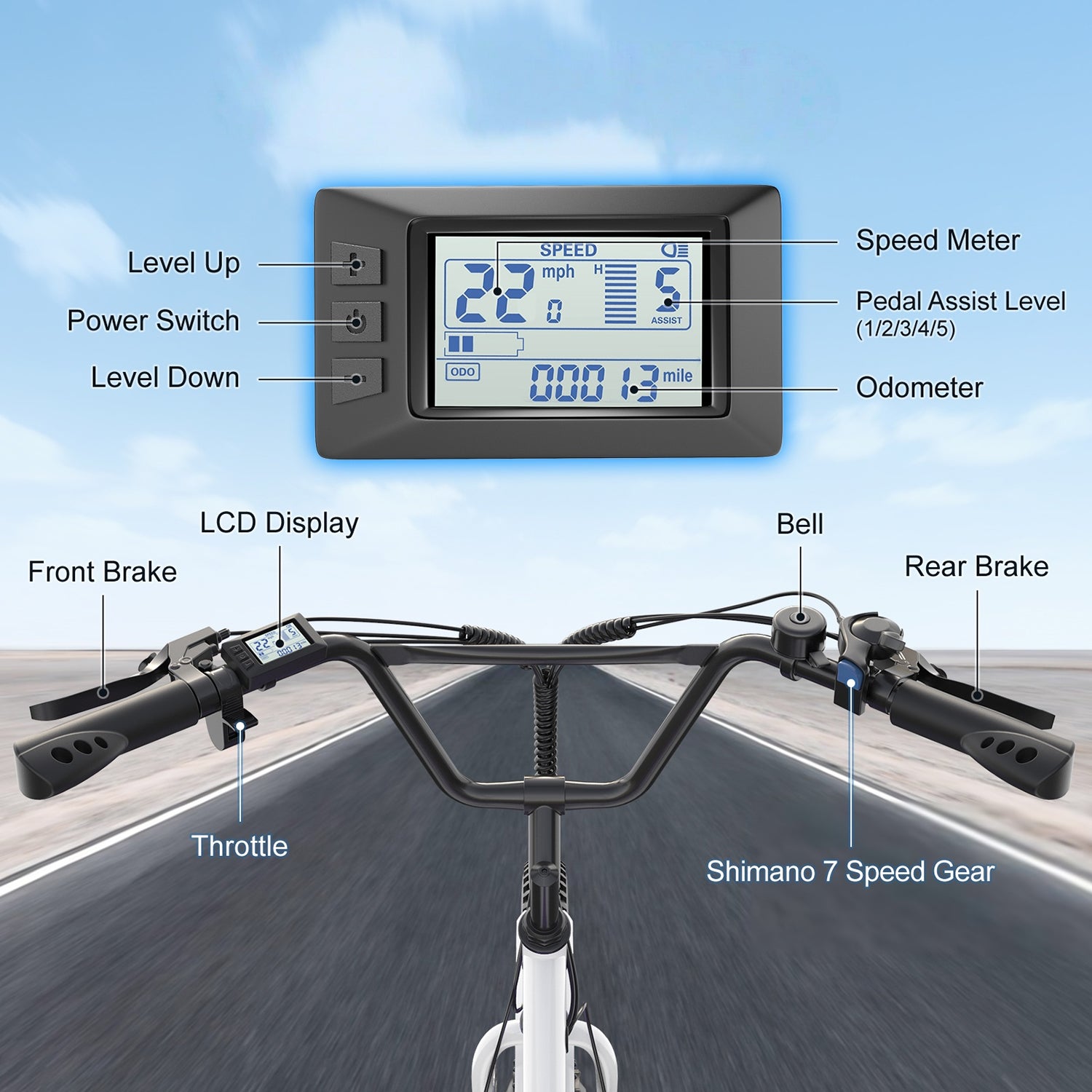 UBEB07 electric trike lcd display 01
