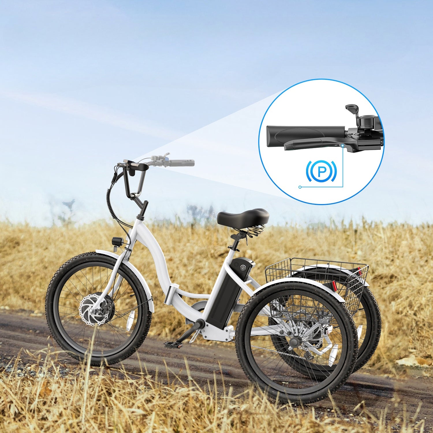 UBELIEF BN UBEB07 Electric Tricycle - 24" Adult E-Trike, 55 Miles Range