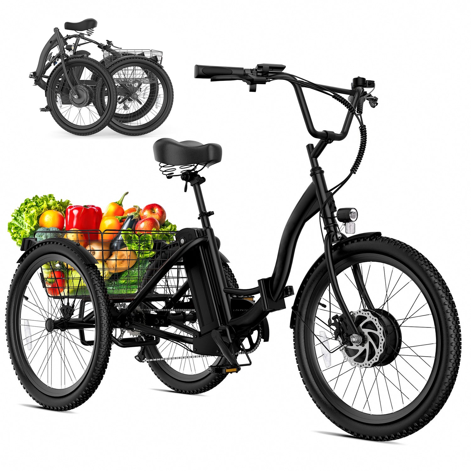 UBELIEF BN UBEB07 Electric Tricycle - 24" Adult E-Trike, 55 Miles Range