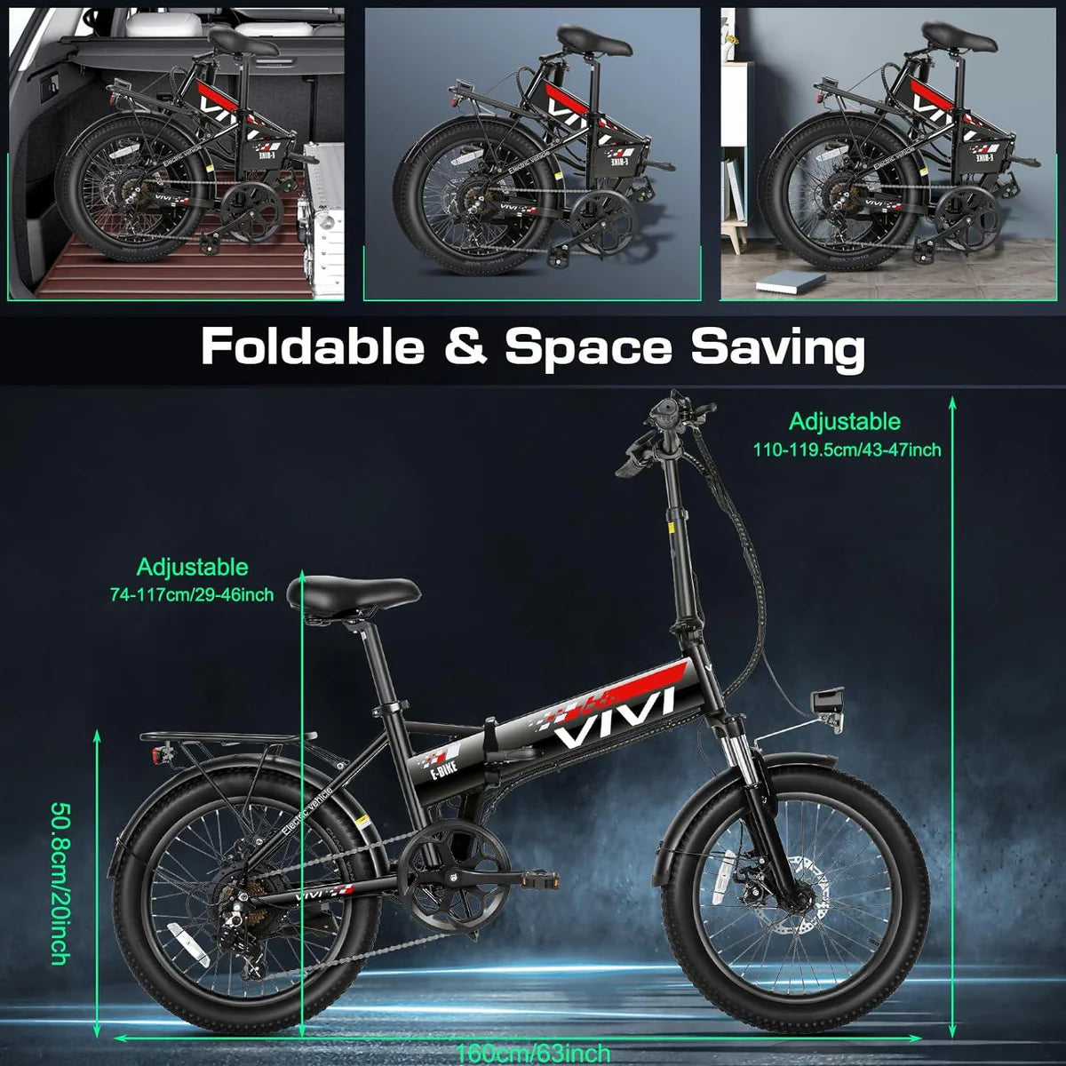 UBELIEF BN UBEB15 Folding Ebike | UL2849 Certified | 2.4" Fat Tire Commuter
