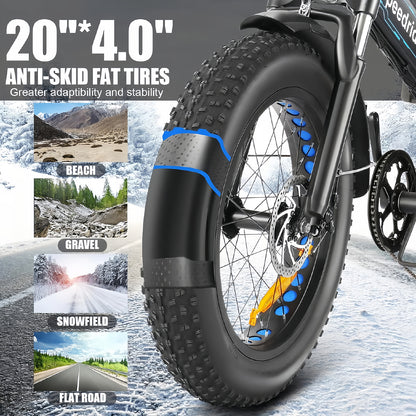 UBEB01 Folding Fat Tire Electric Bike - 500W All-Terrain Ebike