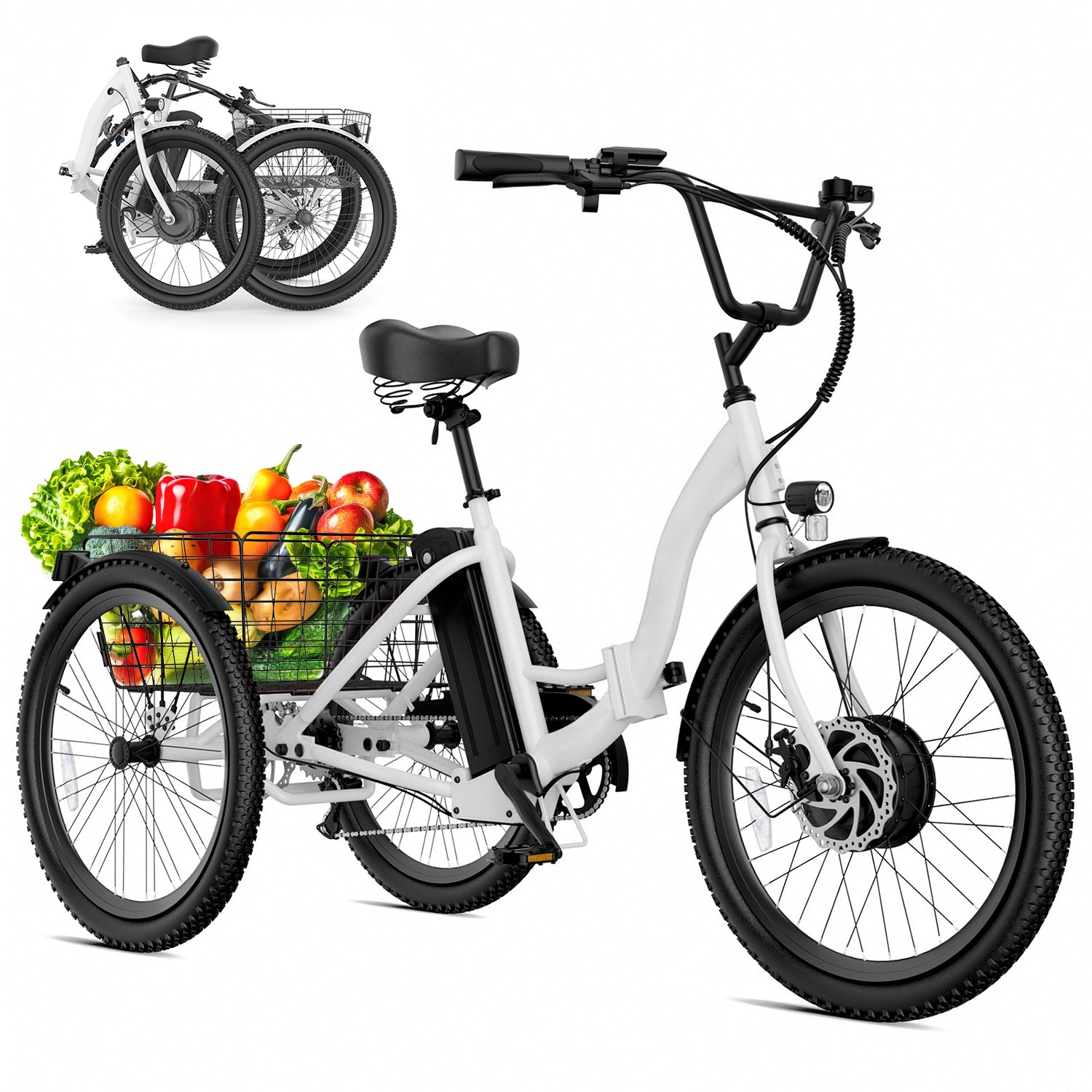 UBELIEF BN UBEB07 Electric Tricycle  - 24" Adult E-Trike, 55 Miles Range