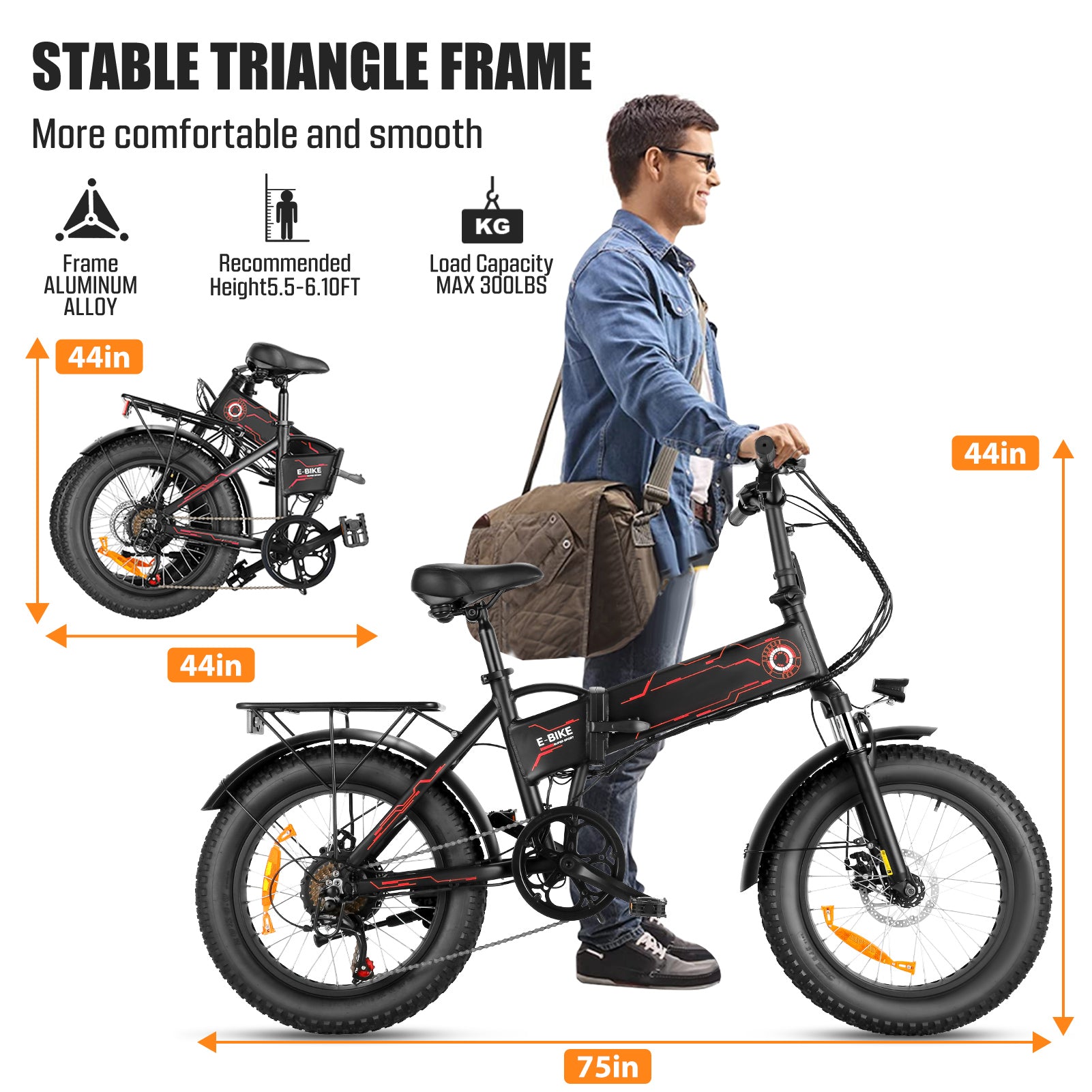 UBEB01 Folding Fat Tire Electric Bike - 500W All-Terrain Ebike